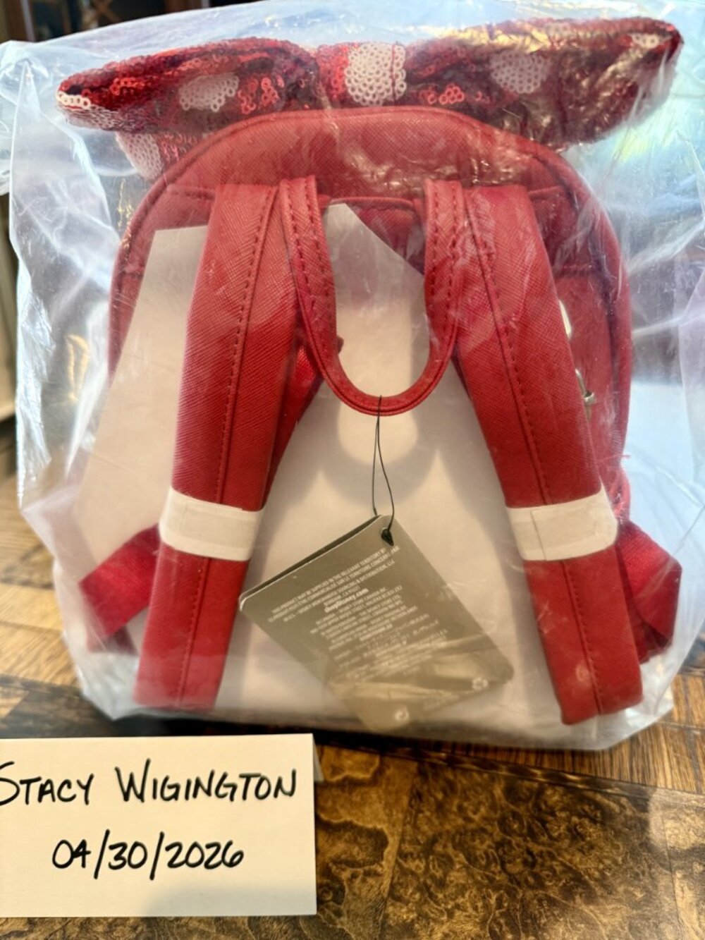 Disney Parks Loungefly Minnie Mouse Mini Backpack - Red Sequin Bow - Picture 3 of 4